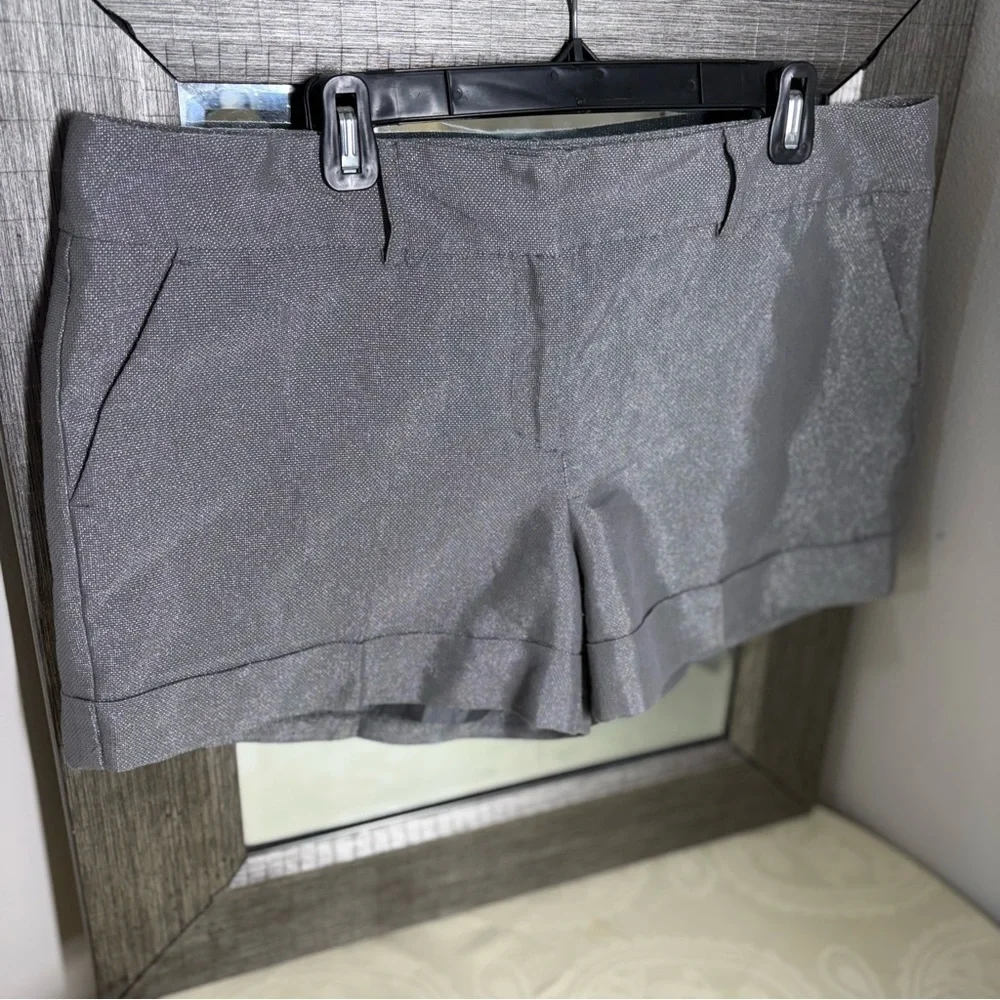 New York & Company Gray metallic Flat Front Shorts